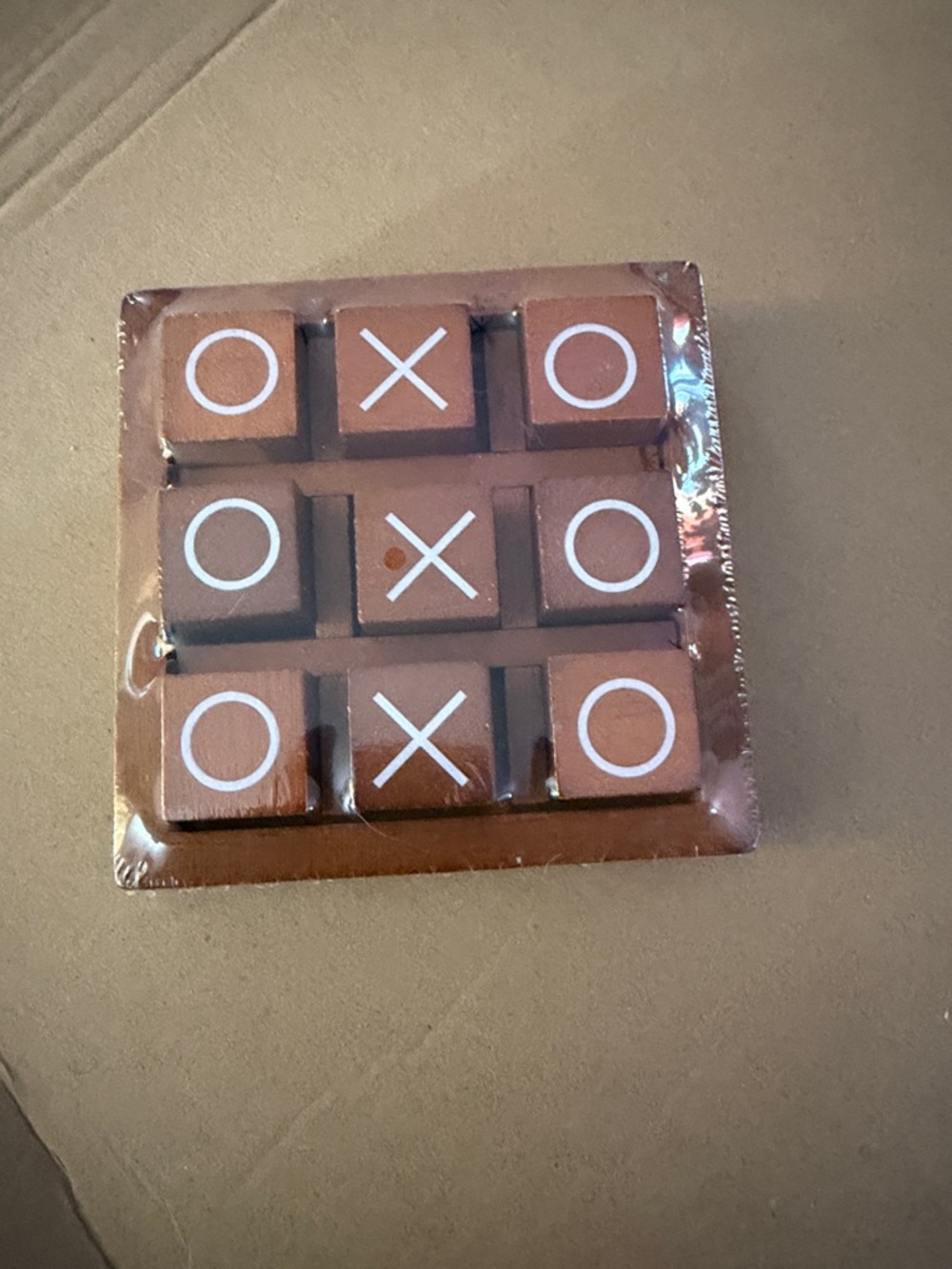 Wooden Tic-Tac-Toe Game Set in Brown - Classic Home Games